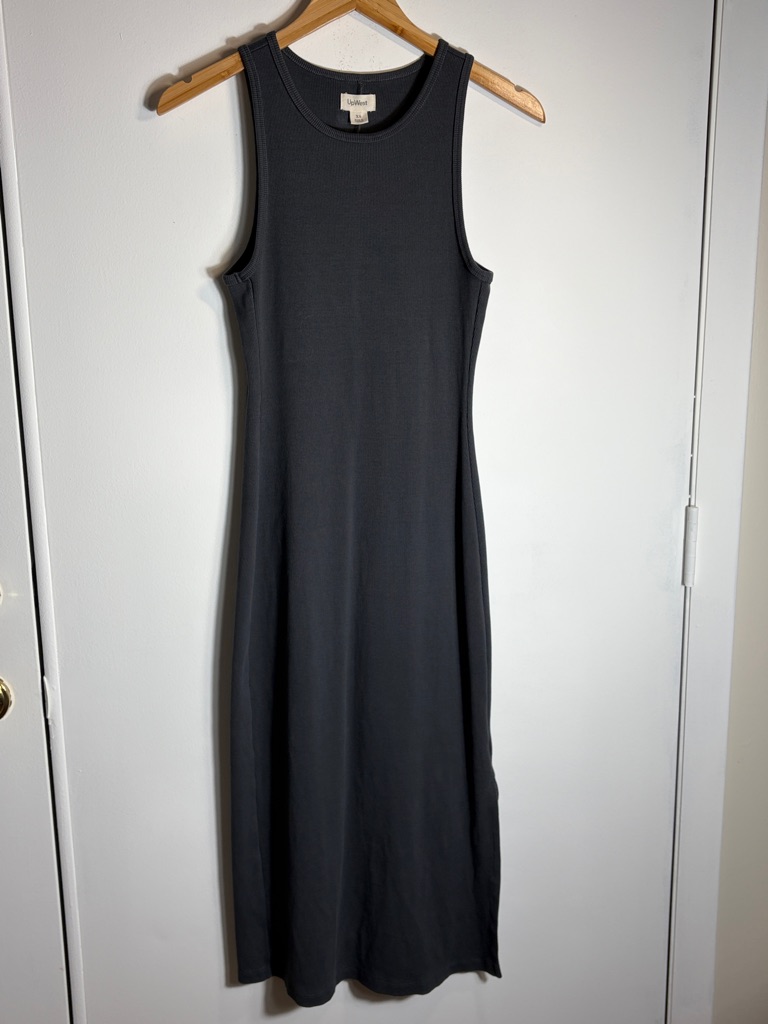 Upwest Ribbed Maxi Dress Gray Sleeveless Stretch Cotton Blend Xs